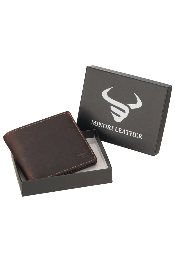 Minori Leather Charlie Leather Men's Bifold Wallet – Chestnut