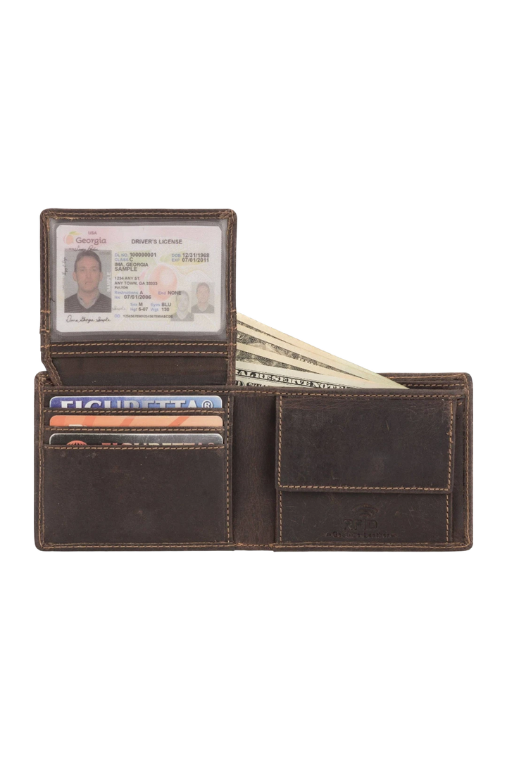 Minori Leather Charlie Leather Men's Bifold Wallet – Brown