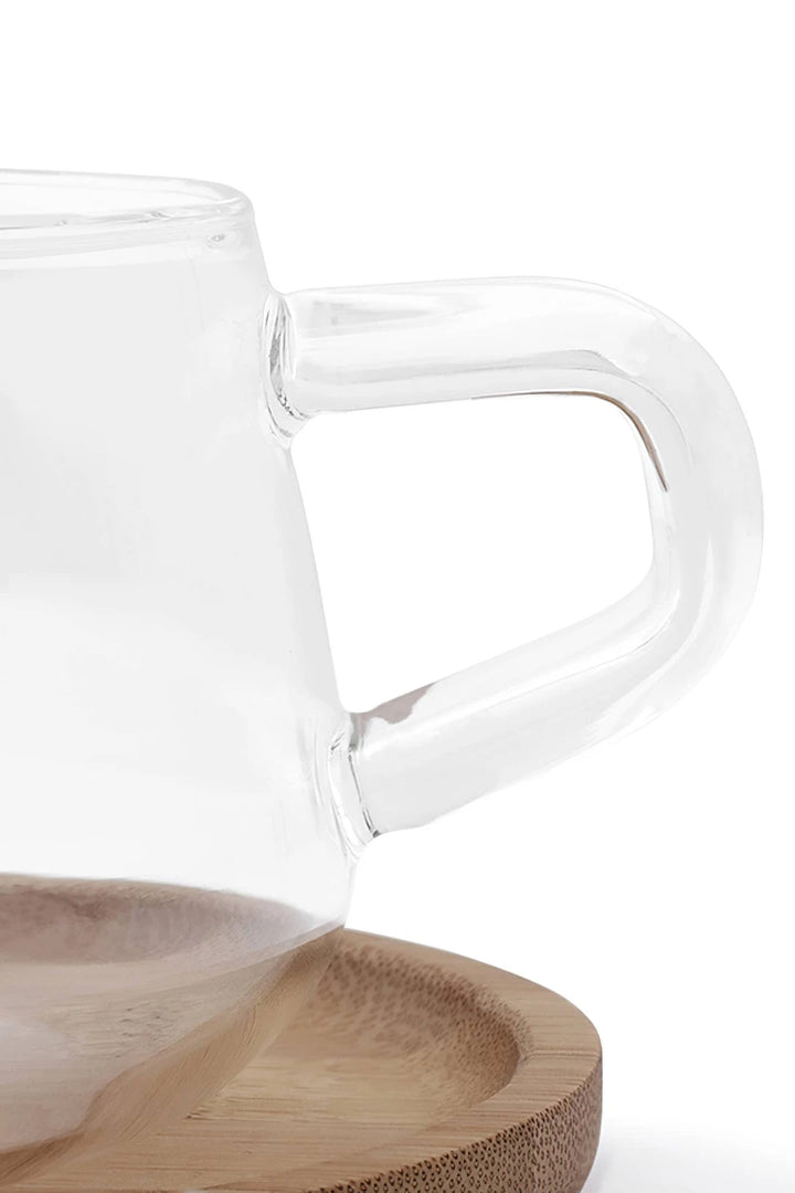 Classic™ Glass Tea & Coffee Cup with Wood Saucer – 9 oz