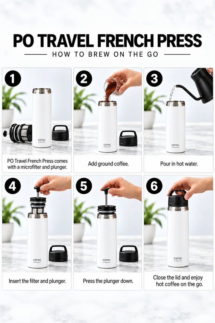 ESPRO P0 Ultralight Travel Coffee Press | 16 oz – Chalk White