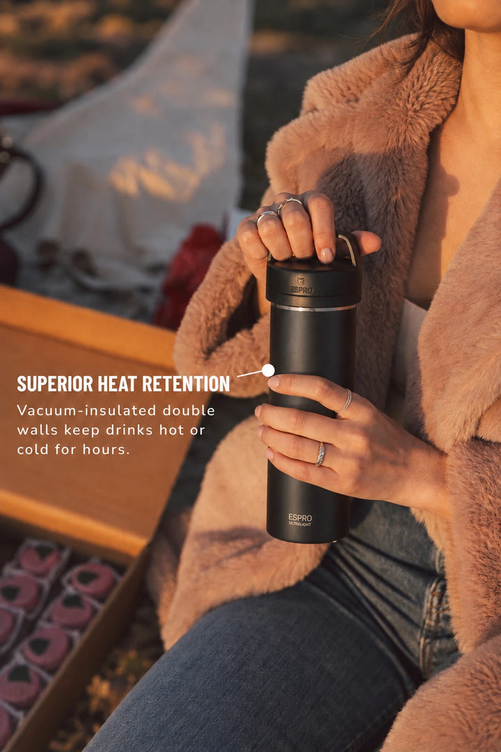ESPRO P0 Ultralight Travel Coffee Press | 16 oz – Meteorite Black