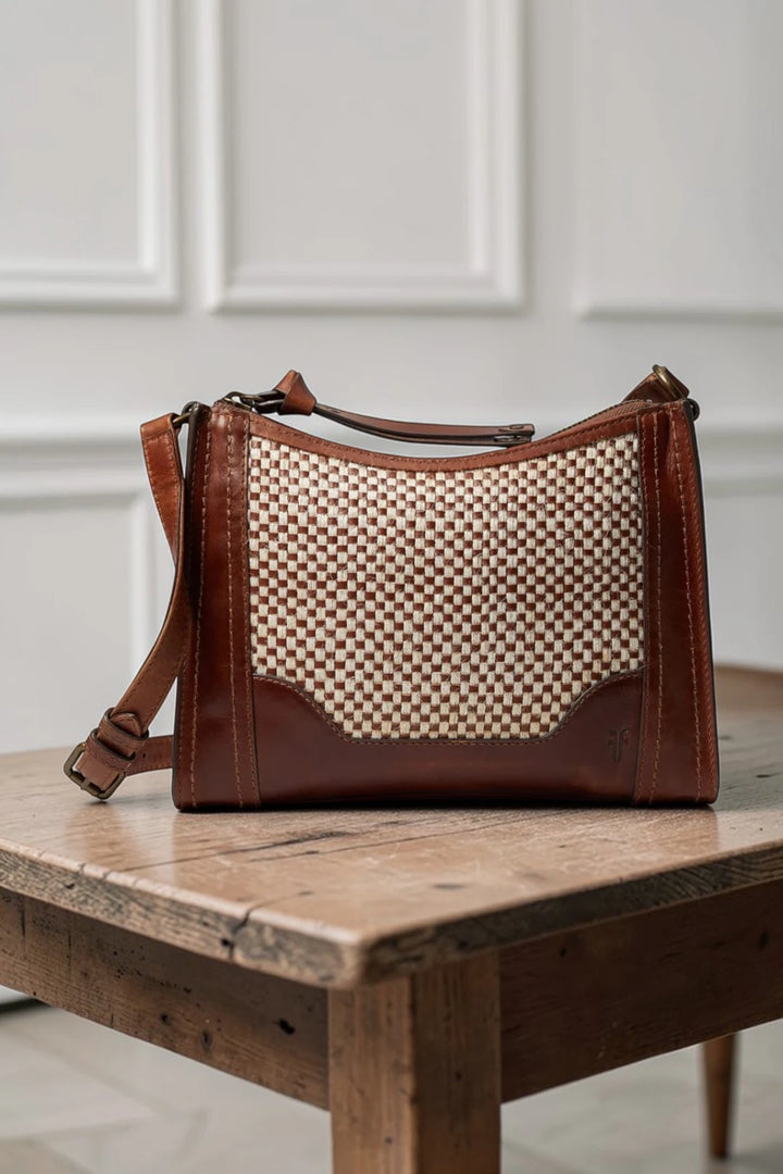 Frye Mackenna Woven Jute Zip Crossbody – Brown Multi