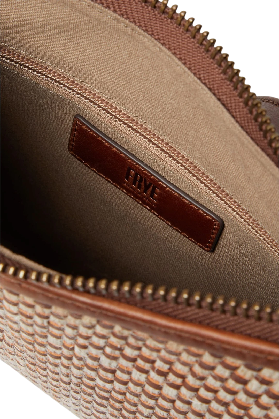 Frye Mackenna Woven Jute Zip Crossbody – Brown Multi
