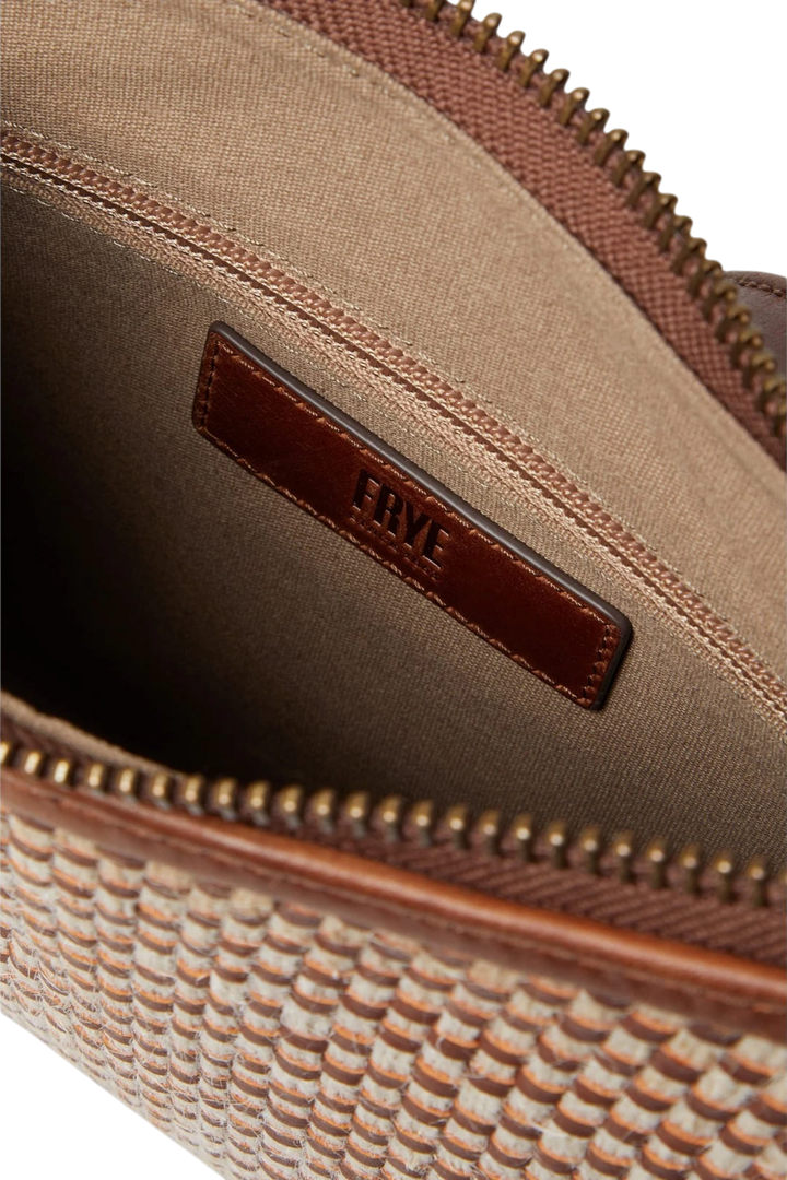 Frye Mackenna Woven Jute Zip Crossbody – Brown Multi