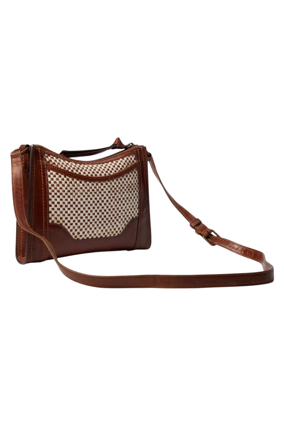 Frye Mackenna Woven Jute Zip Crossbody – Brown Multi