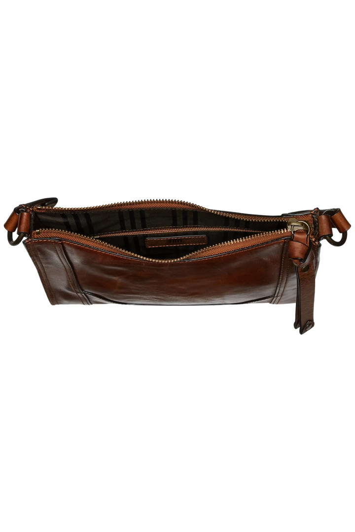 Frye Melissa Zip Leather Crossbody Bag - Cognac