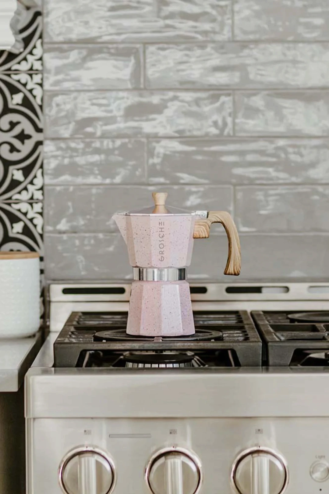 GROSCHE MILANO STONE Stovetop Espresso Maker – Blush Pink