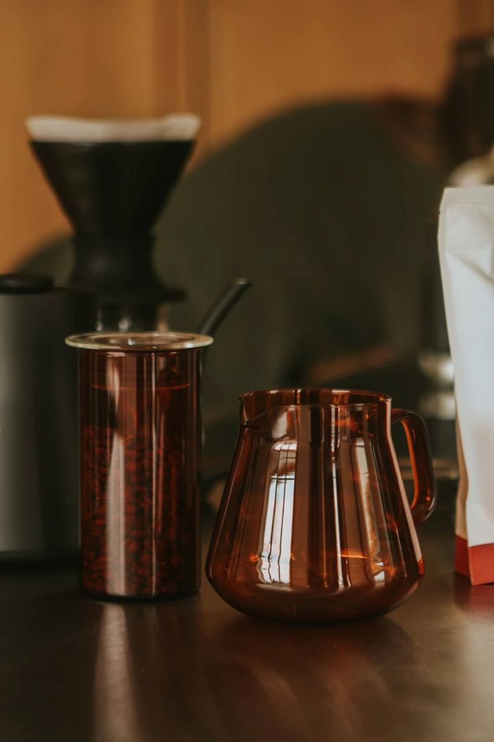 Hario Colors Glass Coffee & Tea Server – Amber & Grey Options | 600 mL