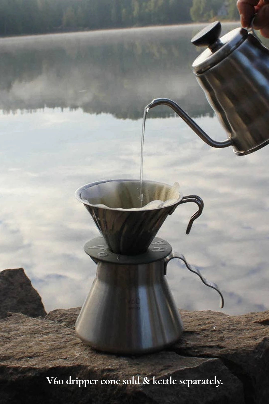 Hario Outdoor V60 Metal Coffee Server 500mL Hairline Silver
