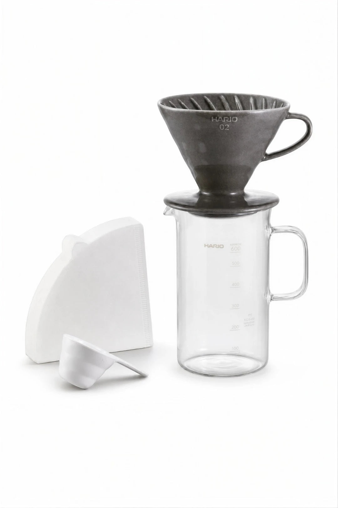 Hario V60 Ceramic Dripper & Beaker Server Set Gray 600mL