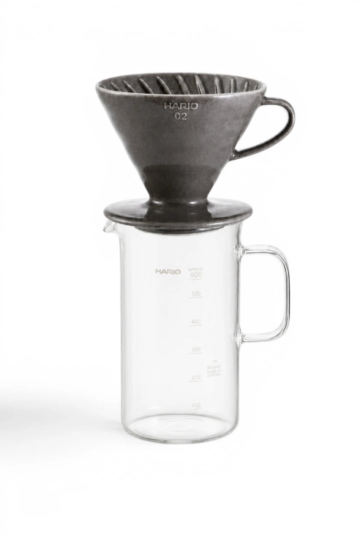 Hario V60 Ceramic Dripper & Beaker Server Set Gray 600mL