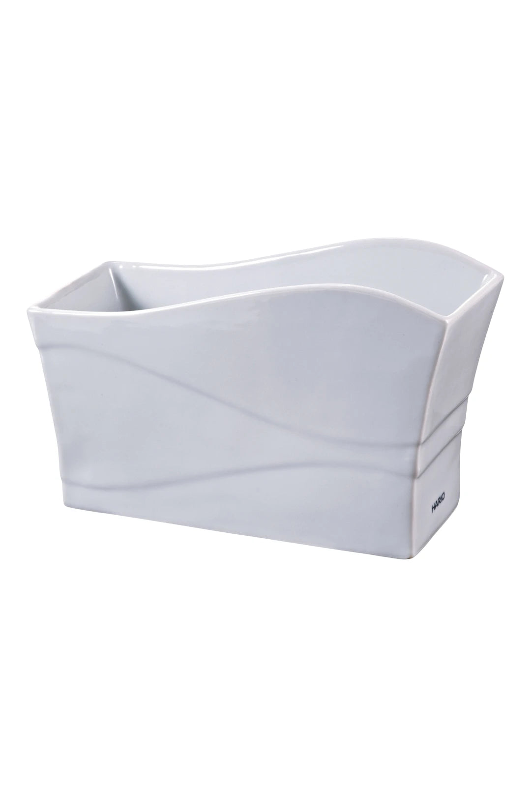 Picture of White Hario V60 Ceramic Paper Filter Stand on white background. 