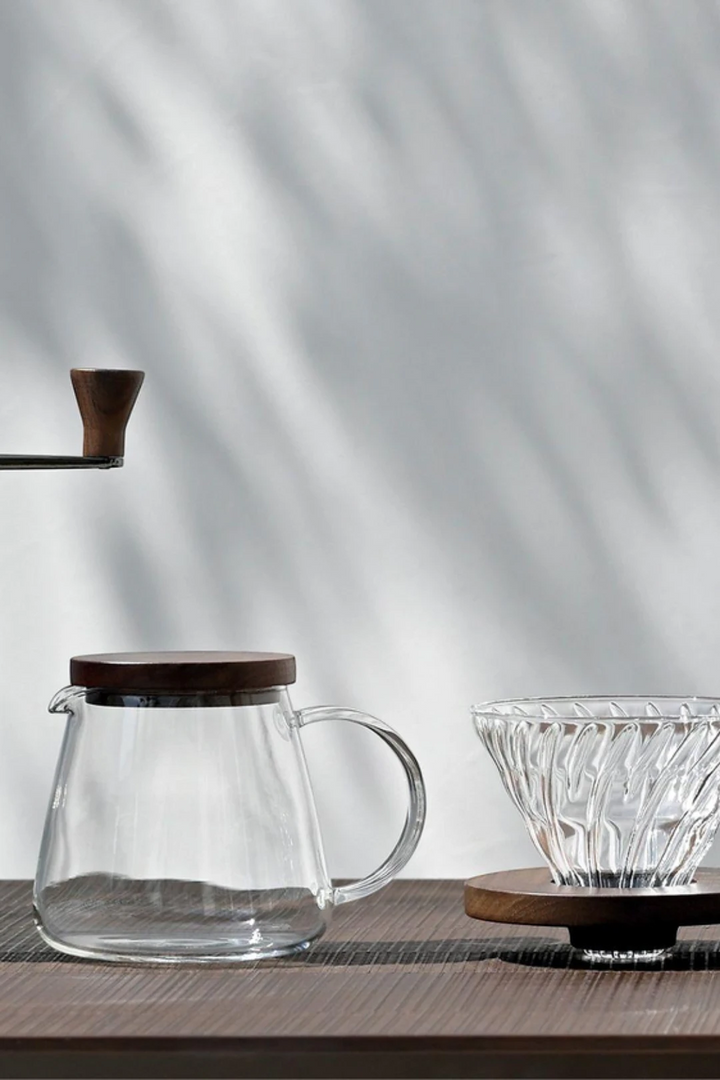 Hario V60 Walnut Series Glass Pour Over Coffee Dripper | Size 02