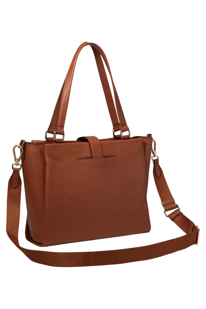 Cole Haan Essential Carryall Satchel Pebbled Leather Handbag - British Tan