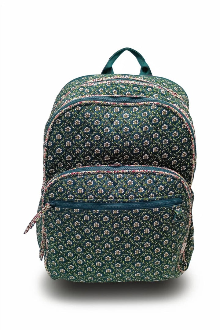 Vera Bradley Premium Cotton Large Bancroft Backpack – Mistletoe Lattice
