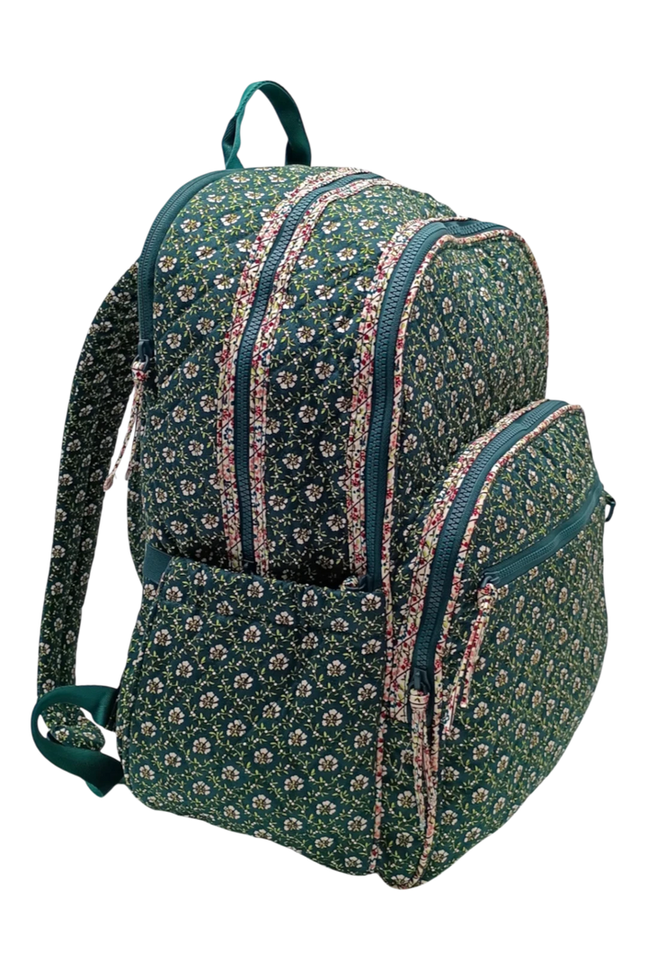 Vera Bradley Premium Cotton Large Bancroft Backpack – Mistletoe Lattice