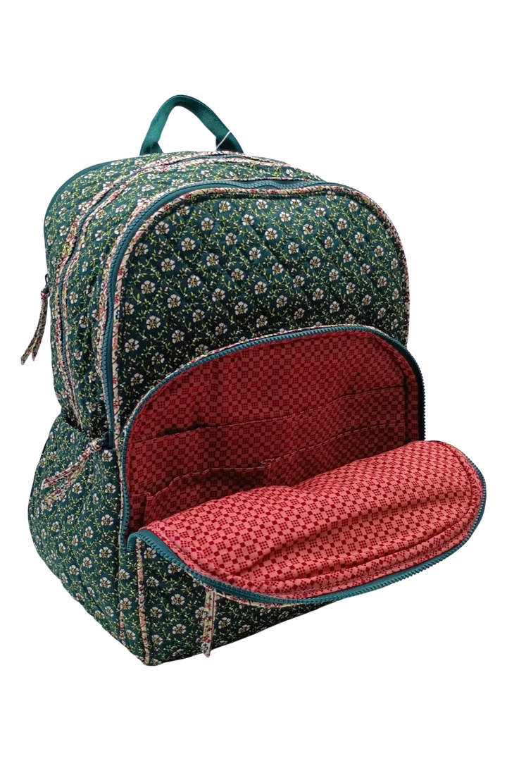 Vera Bradley Premium Cotton Large Bancroft Backpack – Mistletoe Lattice