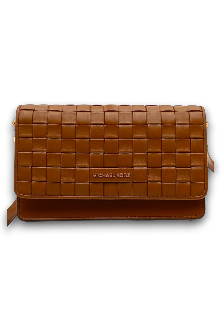 Michael Kors Jet Set Woven Leather Crossbody – Luggage