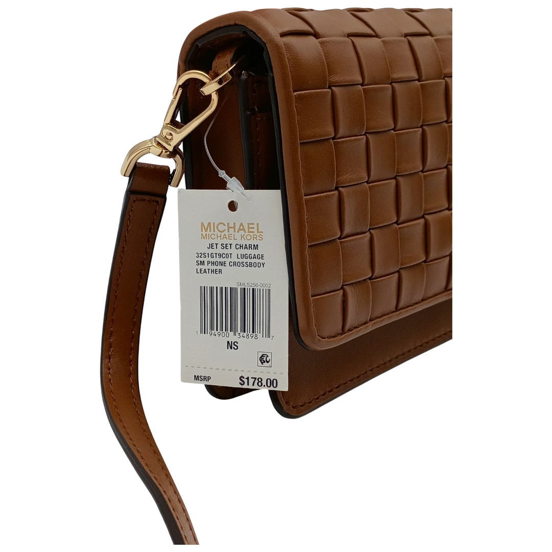 Michael Kors Jet Set Woven Leather Crossbody – Luggage