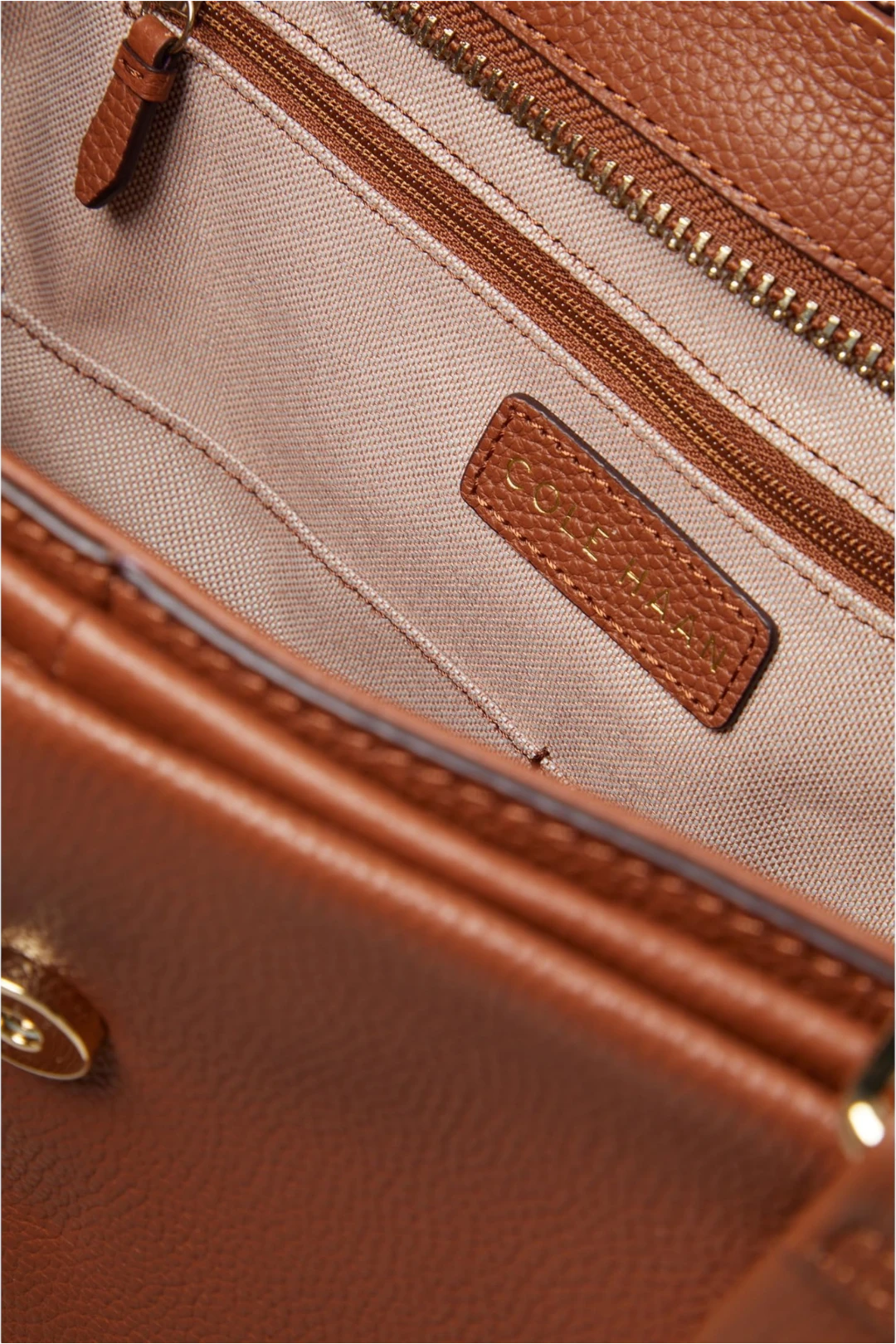 Cole Haan Essential Carryall Satchel Pebbled Leather Handbag - British Tan