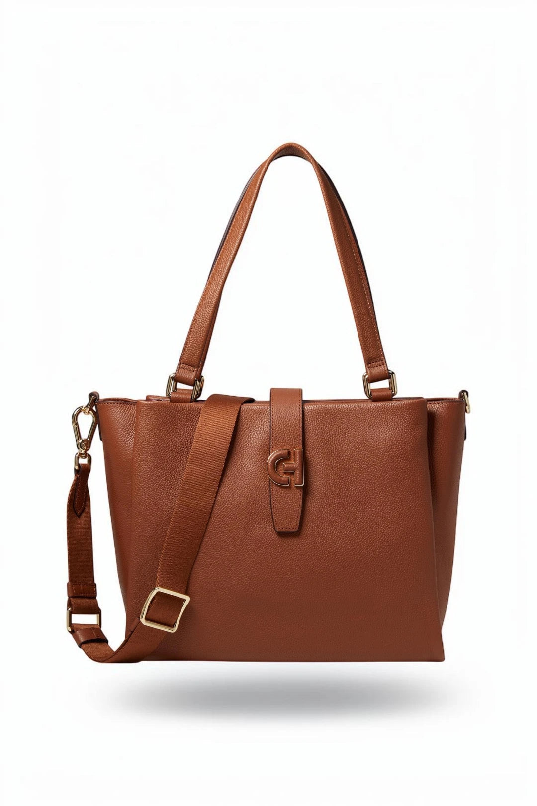 Cole Haan Essential Carryall Satchel Pebbled Leather Handbag - British Tan