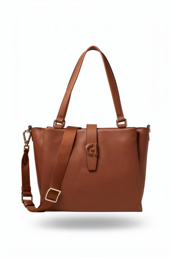 Cole Haan Essential Carryall Satchel Pebbled Leather Handbag - British Tan