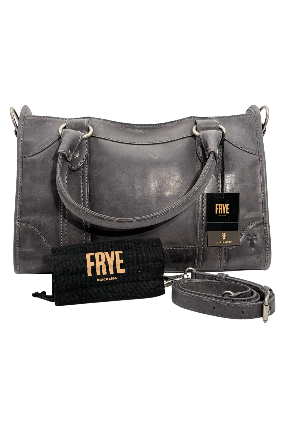 FRYE Melissa Satchel Leather Handbag - Carbon (Open Box)