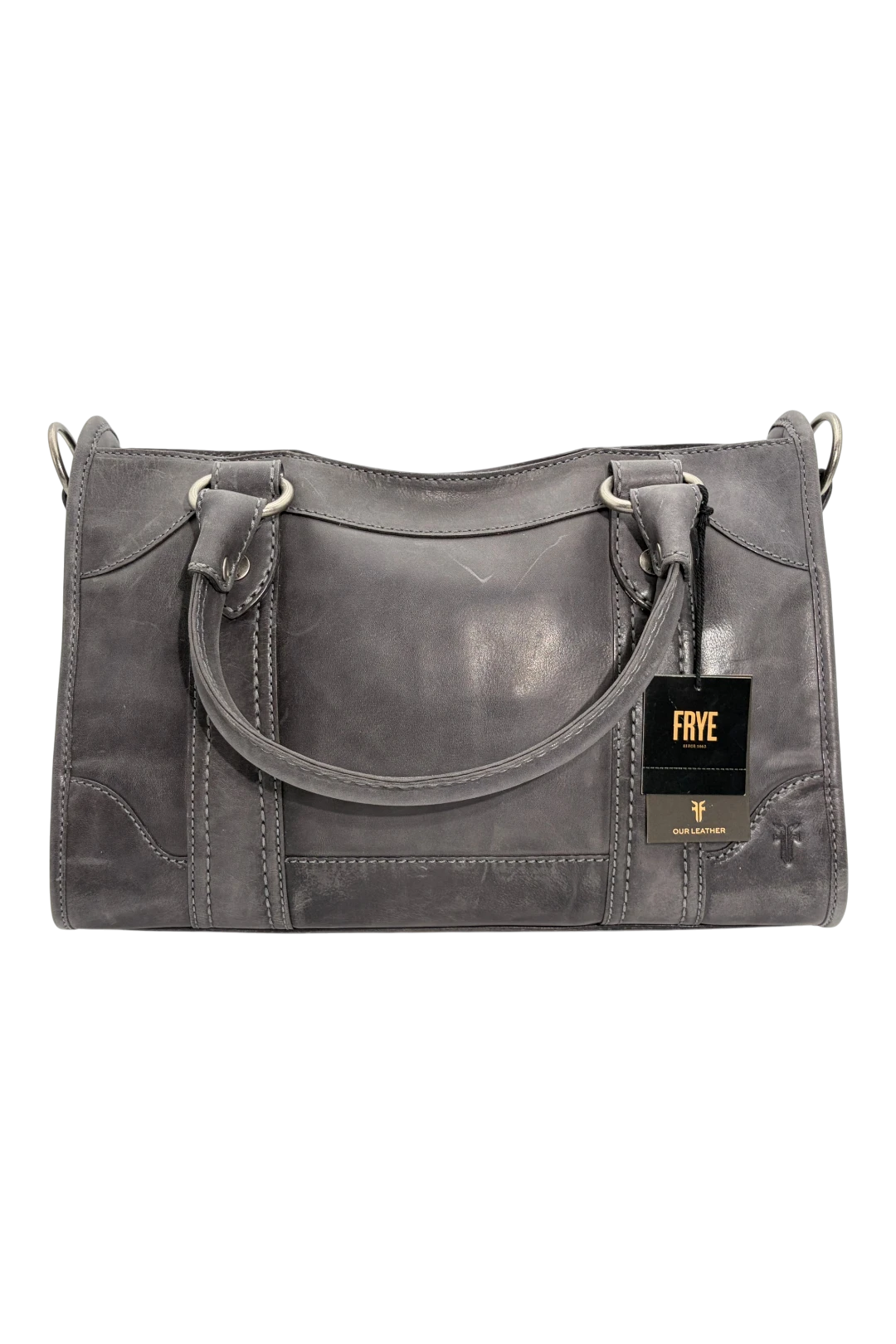 FRYE Melissa Satchel Leather Handbag - Carbon (Open Box)