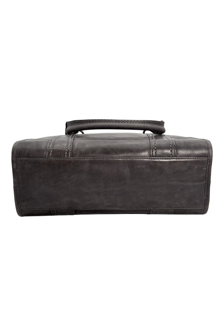 FRYE Melissa Satchel Leather Handbag - Carbon (Open Box)