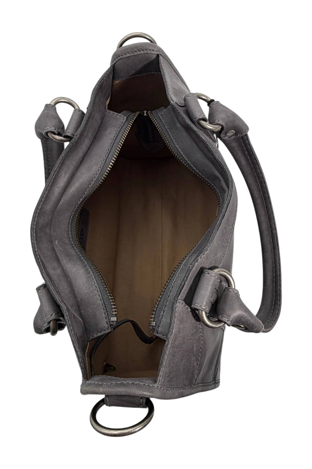 FRYE Melissa Satchel Leather Handbag - Carbon (Open Box)