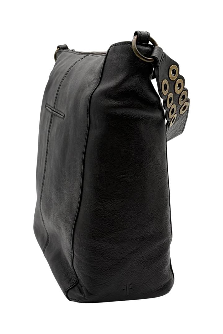 FRYE Claire Leather Hobo Bag with Dust Bag - Black