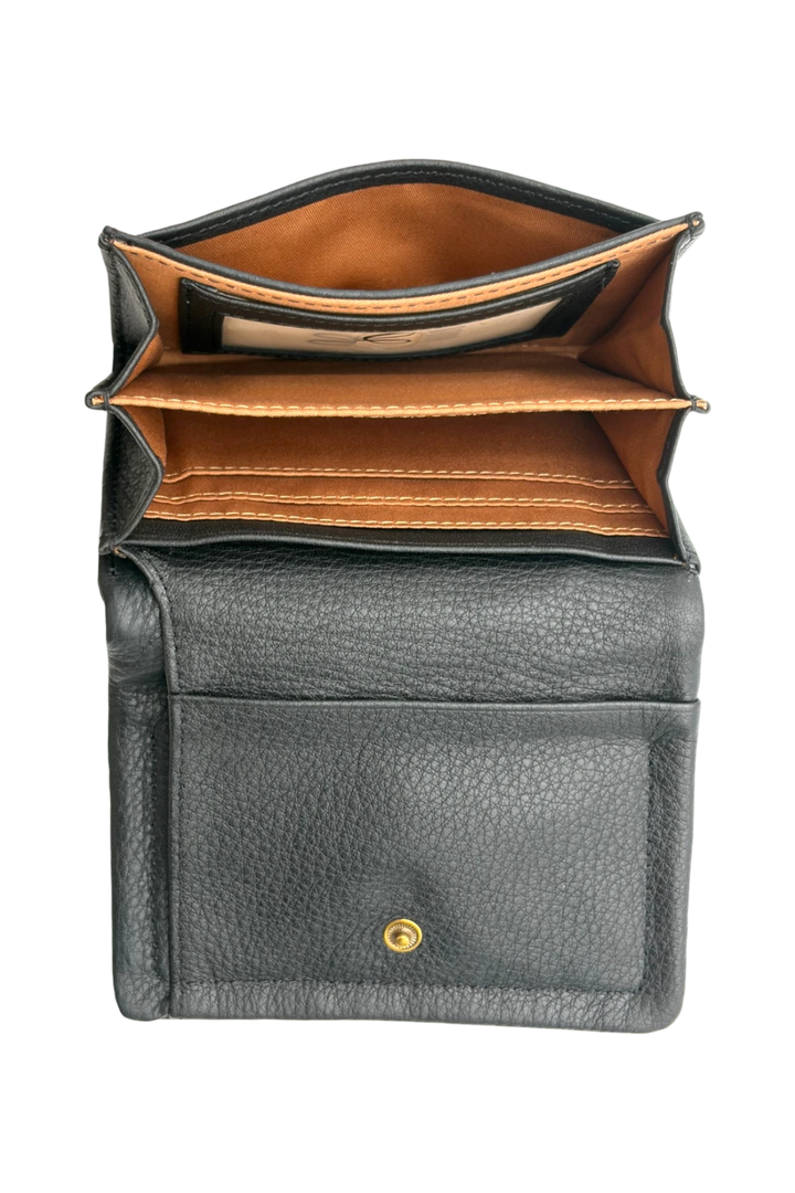 HOBO Lumen Medium Bifold Compact Leather Wallet - Black