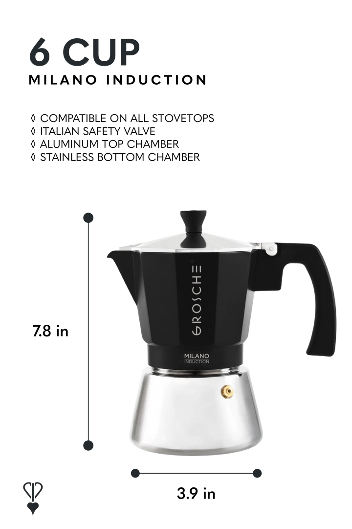 GROSCHE MILANO INDUCTION Stovetop Espresso Maker – Black