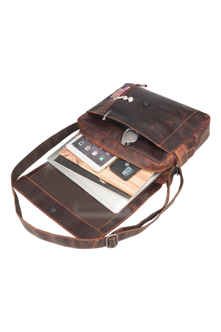 Jordan Leather Messenger Bag 15.6" – Chestnut