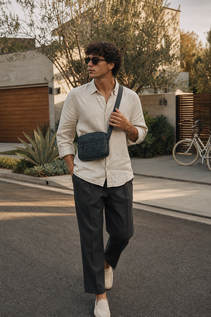 Lacoste Embossed Monogram Reporter Bag – Dark Green