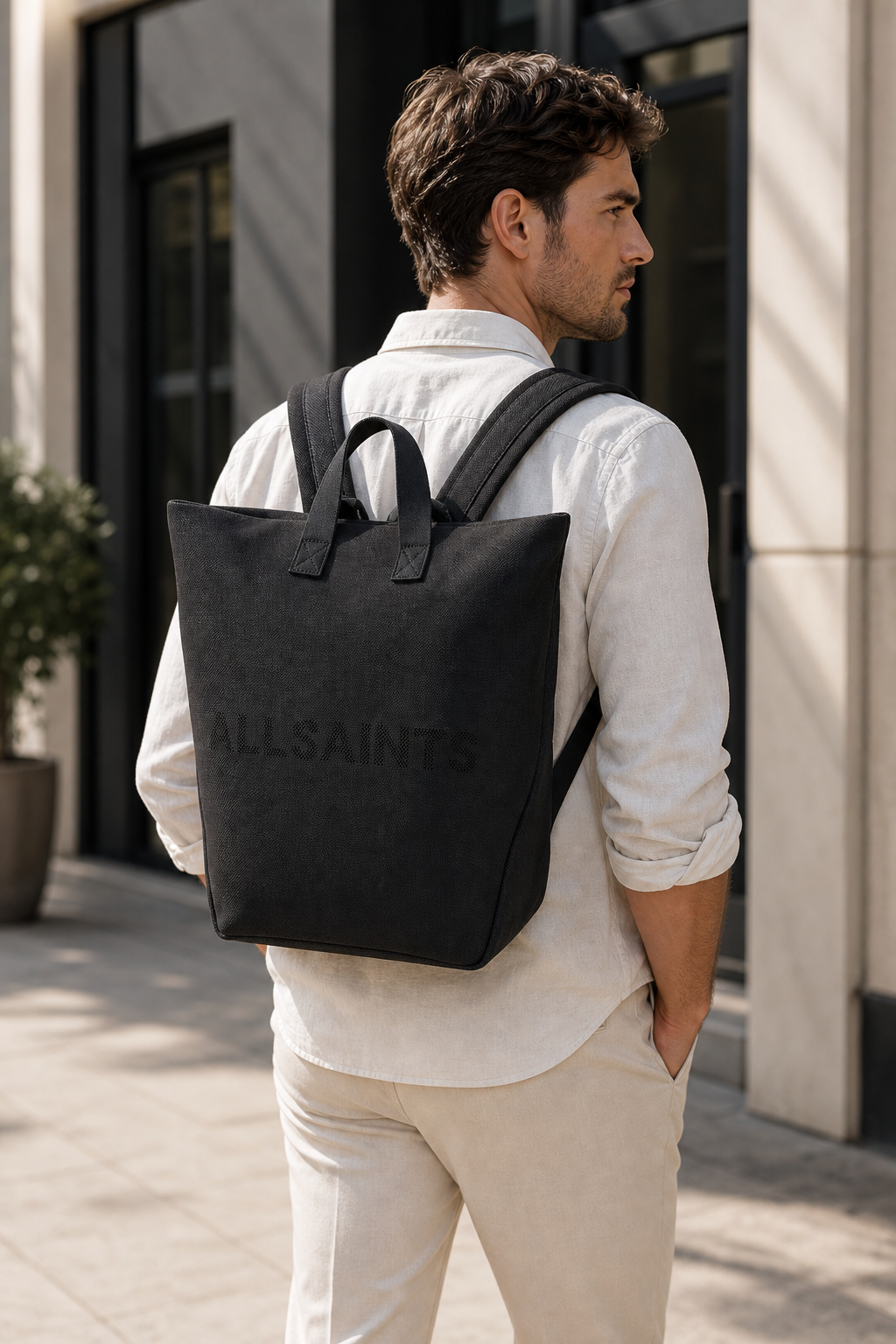 AllSaints Juno Knitted Backpack – Black