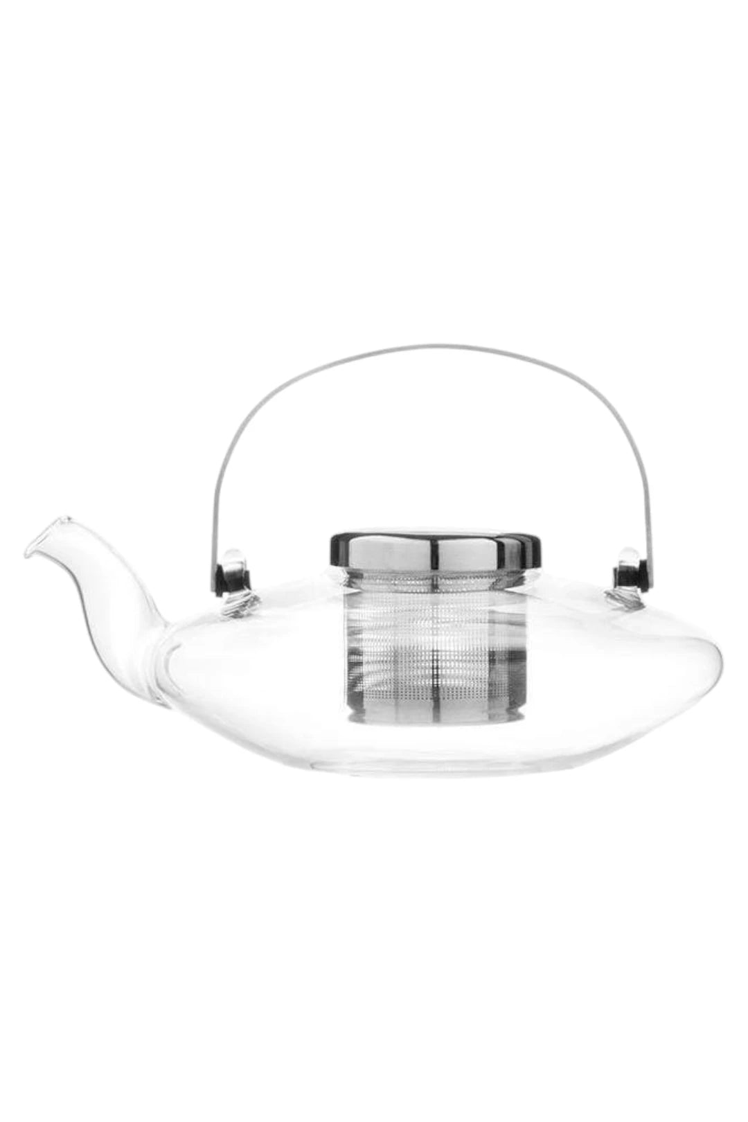 Low-Profile Glass Teapot with Stainless Steel Infuser – 18 oz