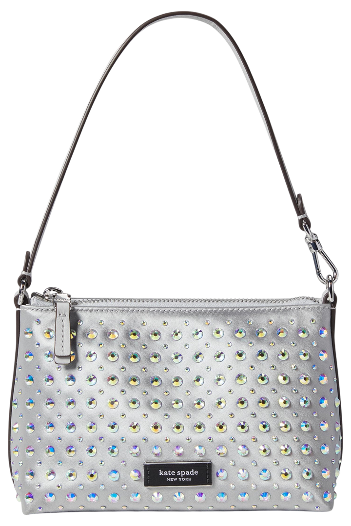 Kate Spade Lulu Crystal Embellished East/West Pochette – Platinum Grey