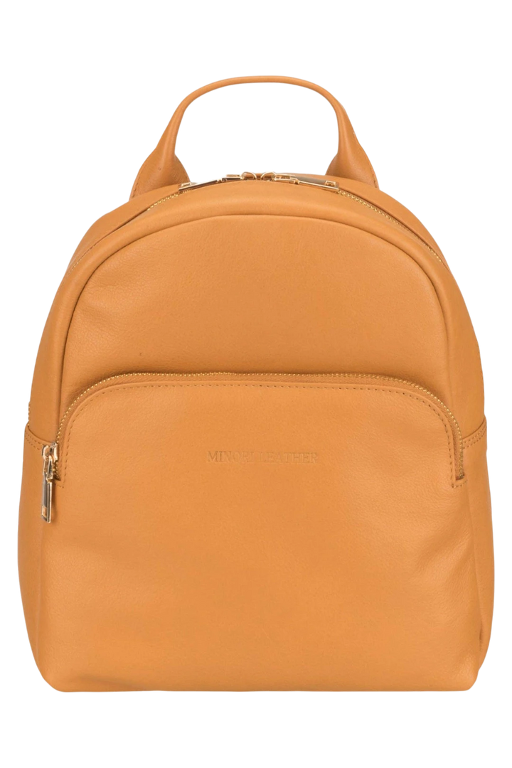 Minori Leather Madison Women's Full-Grain Nappa Leather Backpack – Tan