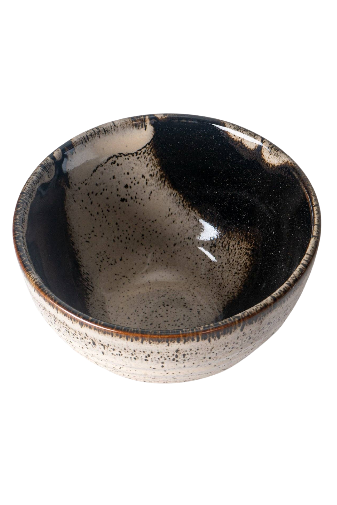 Matcha Bowl – Rokubei Machawan Brown & White (12 oz)