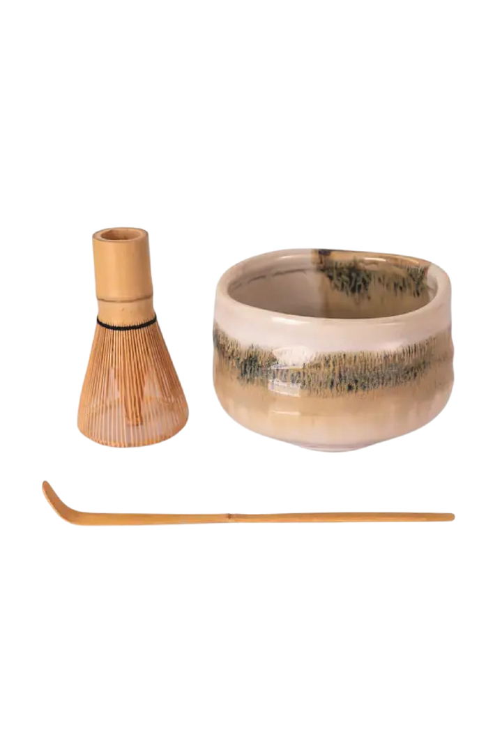 Matcha Ritual Set – White Porcelain Bowl with Whisk & Spoon