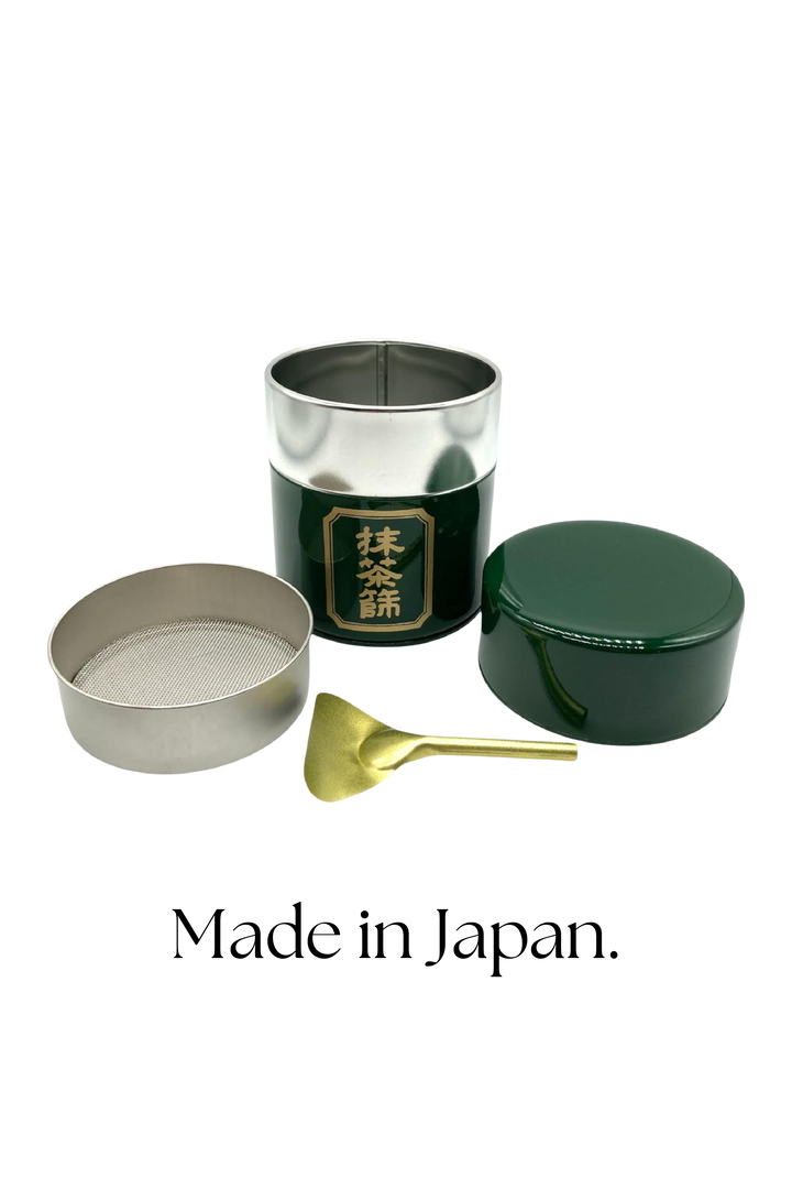 Matcha Tin with Mesh Sifter & Scoop – Aluminum (5.3 oz)