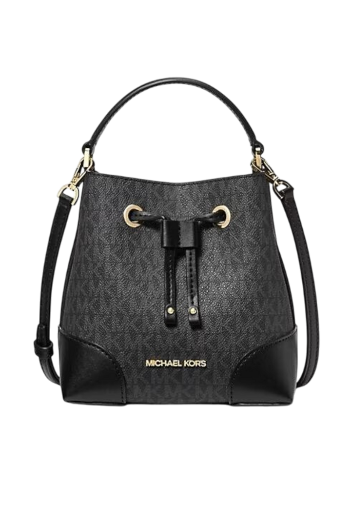 Michael Kors Mercer Small Drawstring Bucket Bag – Signature Print, Crossbody Style