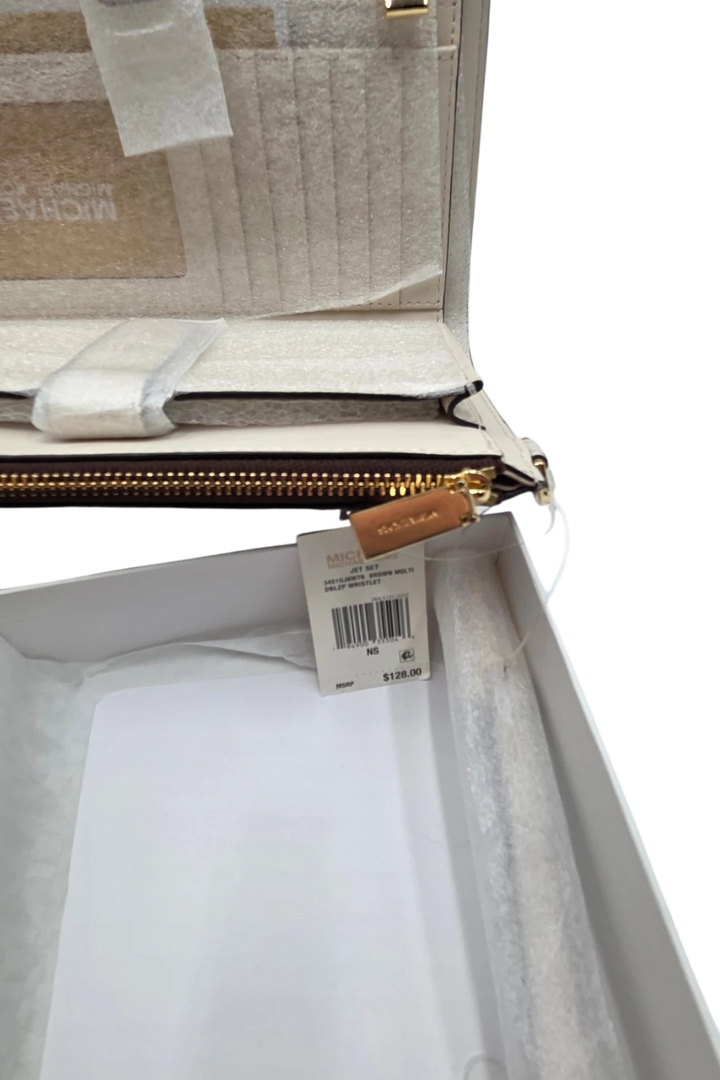 Michael Kors Jet Set Double Zip Wristlet Wallet – Brown/Floral