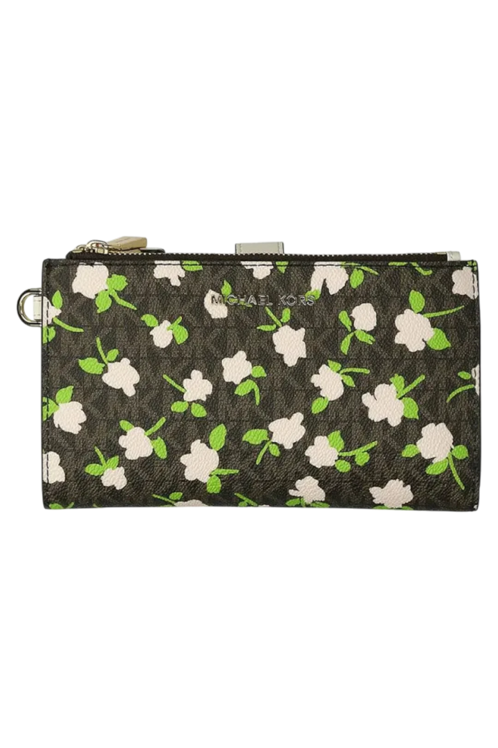 Michael Kors Jet Set Double Zip Wristlet Wallet – Brown/Floral
