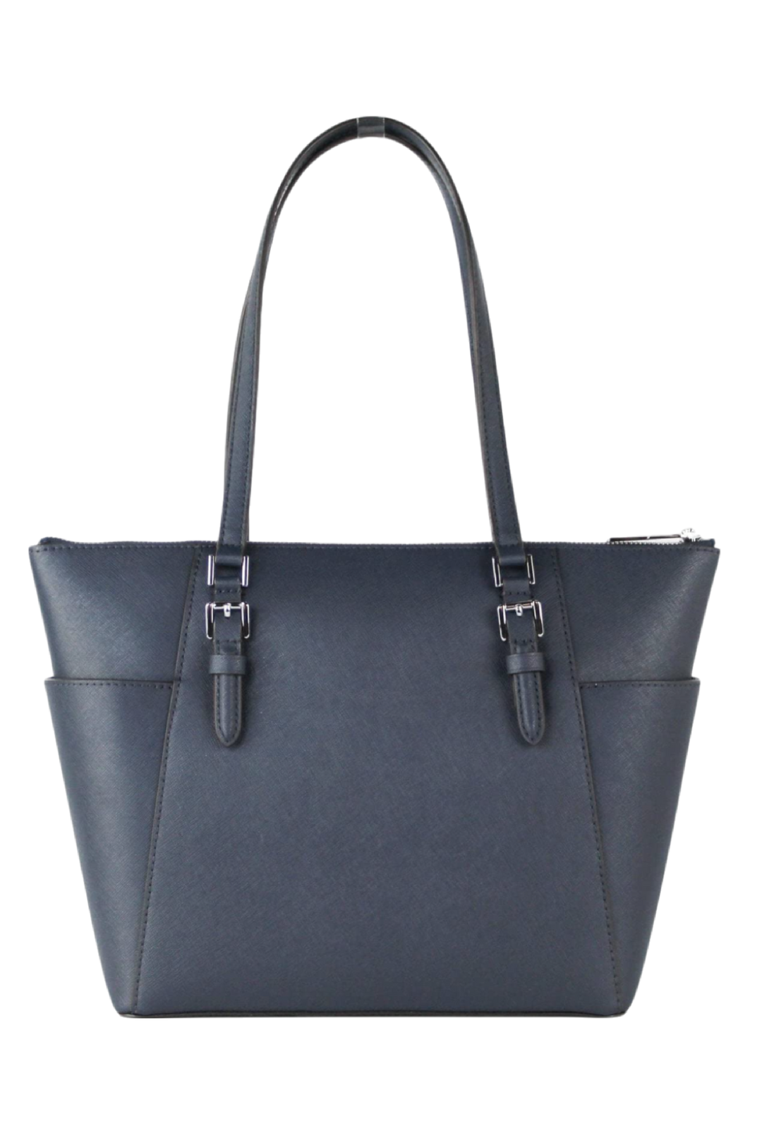 Michael Kors Charlotte Large Top Zip Tote – Navy/Silver Hardware