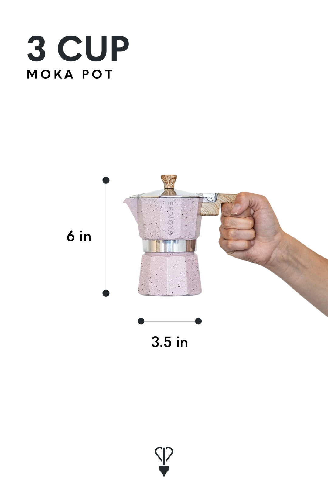 GROSCHE MILANO STONE Stovetop Espresso Maker – Blush Pink
