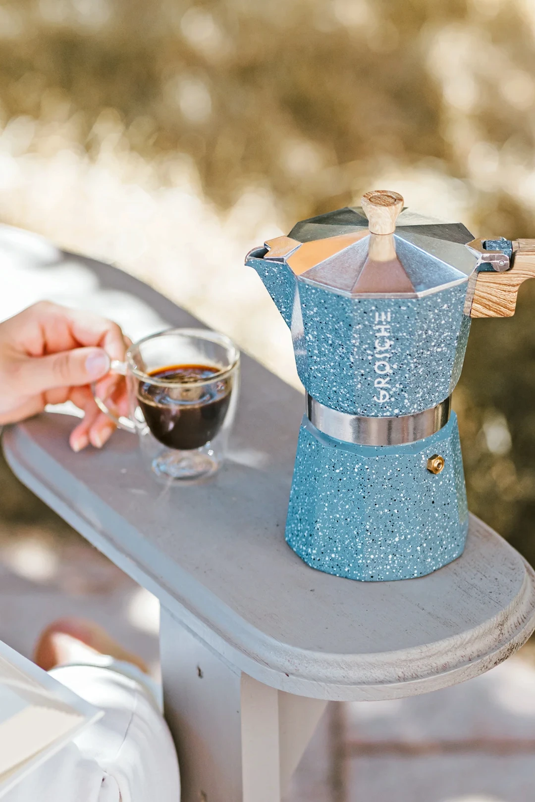 GROSCHE MILANO STONE Stovetop Espresso Maker – Indigo Blue
