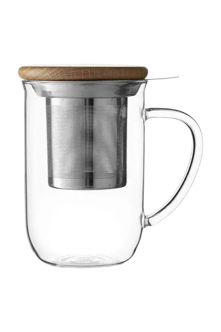 Minima™ Balance Glass Tea Mug with Wood Lid & Infuser – 17 oz