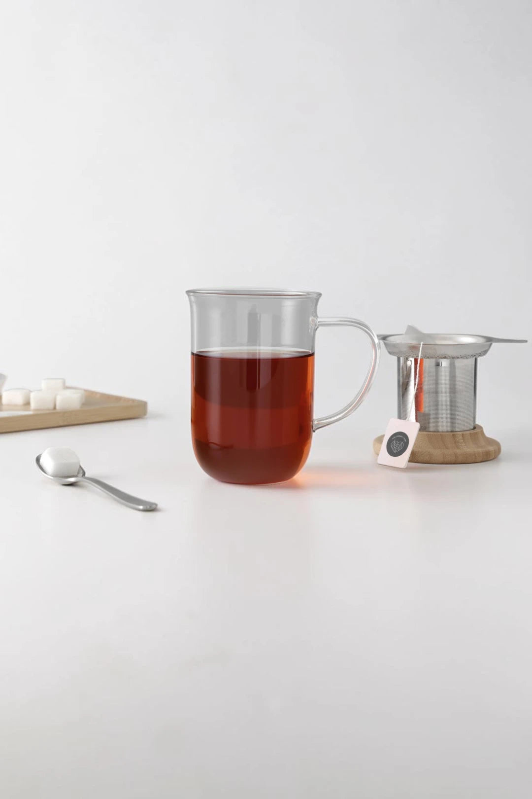 Minima™ Balance Glass Tea Mug with Wood Lid & Infuser – 17 oz